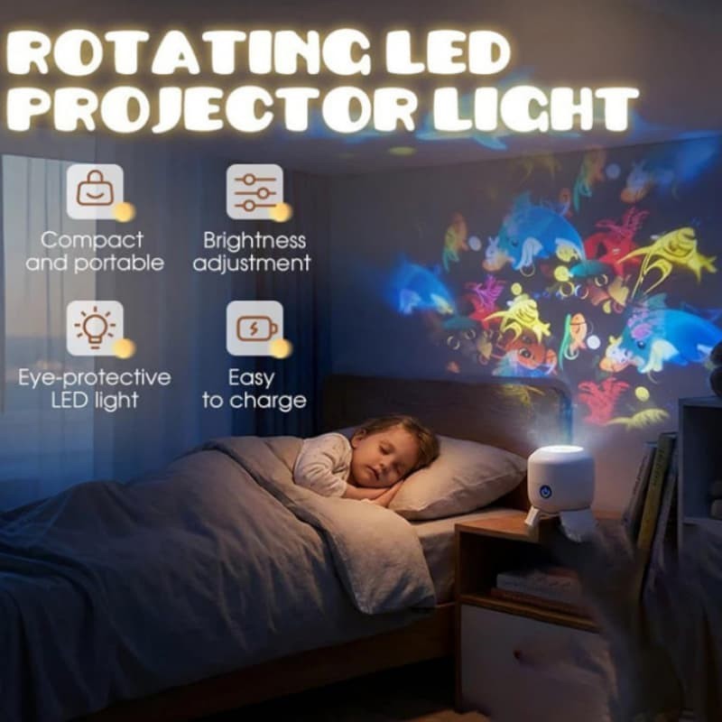 Dynamic Rotating LED Projector Light,HD Smart Dynamic Holographic Night Light~