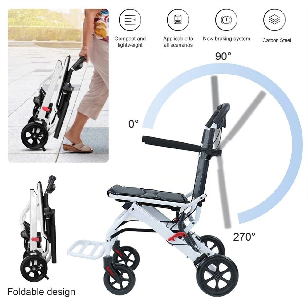 Folding Wheelchair Lightweight Portable Wheelchair With Adjustable Safety Strap