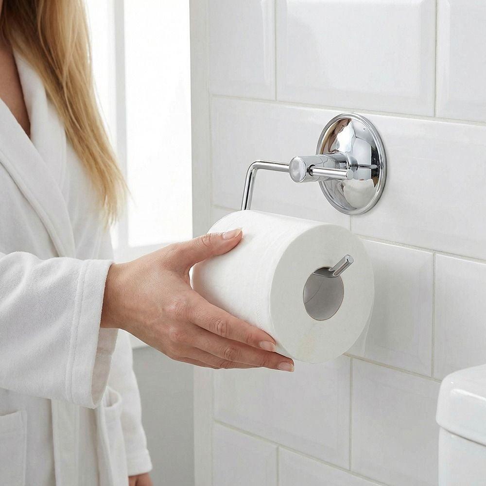 Suction Cup Roll Paper Holder Wall Mount Towel Rack Hanger Toilet Paper Holder