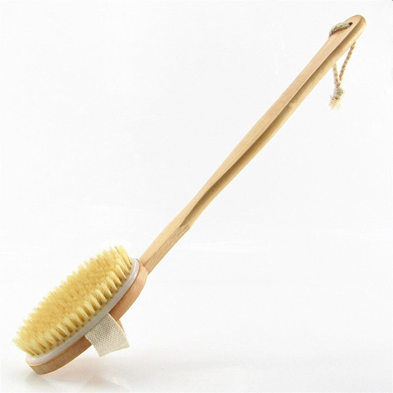 2x Wooden Long Handle Body Brush for Shower Bath Back Scrubbing NEW 2026