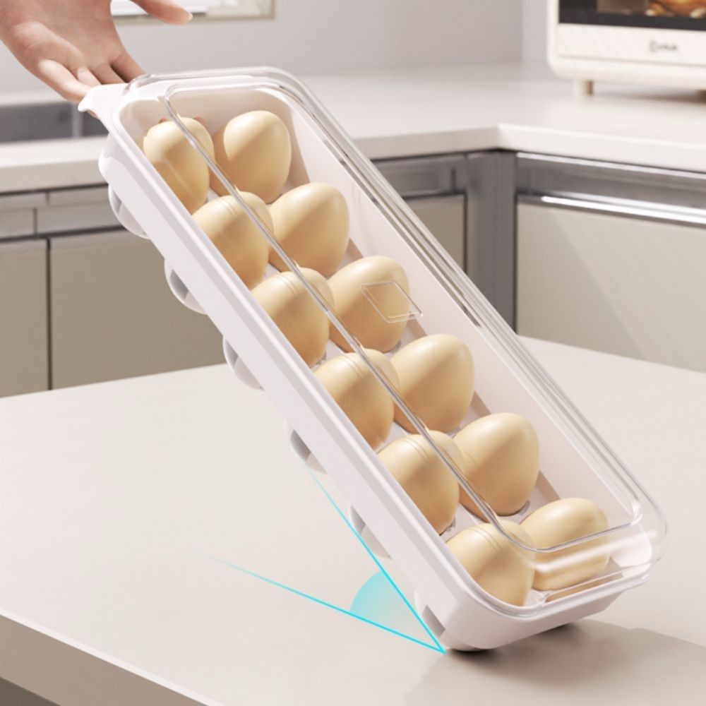 Refrigerator Egg Tray 12 Slot Egg Storage Holder Egg Dispenser Stackable W/ Lid