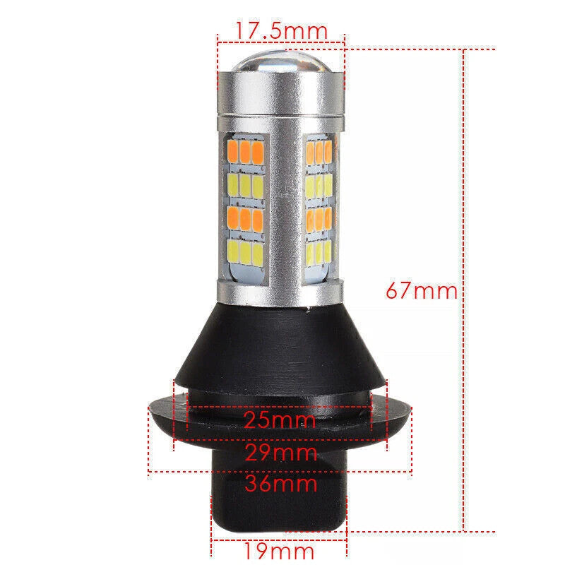 2x 1156 P21W S25 BA15S 42LED Switchback White DRL Amber Turn Signal Light