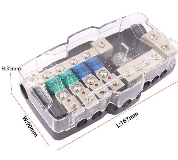 Mini ANL fuse holder distributor 4-way distribution block 2x input + 4x output
