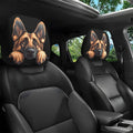 2pcs Realistic German Shepherd Puppy Car Headrest Covers Car Interior Decor