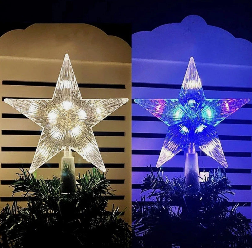 Christmas LED Light Tree Topper Star, Xmas Holiday Tree Decoration Star Light