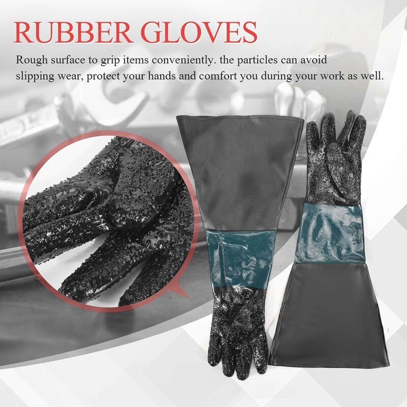 1Pair Heavy Duty Sandblasting Gloves 60cm For Sandblaster Sand Blast Cabinet