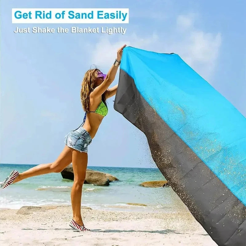 Sand Free Beach Mat Waterproof Extra Large Outdoor Camping Pocket Picnic Blanket