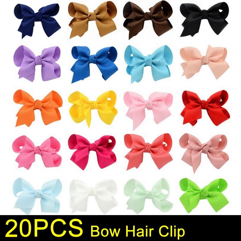 40PCS Baby Girls kids Ribbon Bow Alligator Hair Clip Cute Bows Clips School Pair
