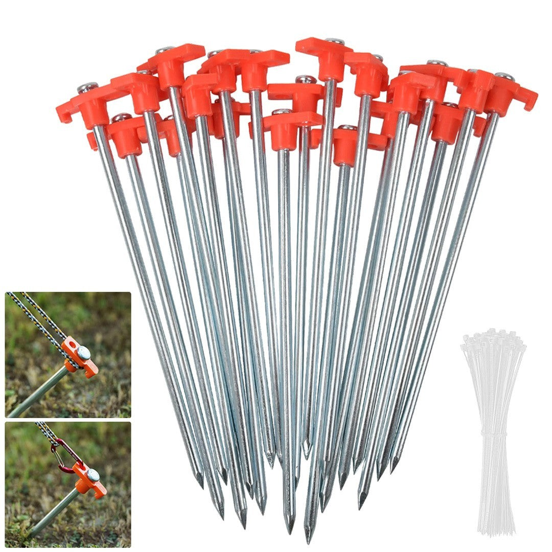 20PCS Heavy Duty Hard Ground 25cm Rock Peg Hook Top Camping Awning Tent Tool UK
