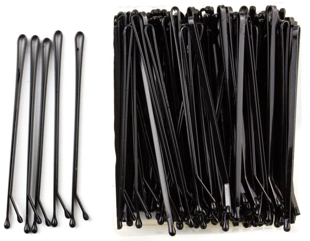 100pc Strong Flat Bobby Pins Straight Hair Grips Slides Gel Tip Styling Clips