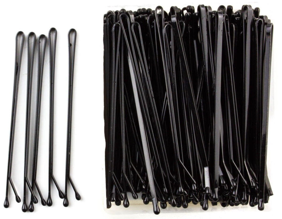 100pc Strong Flat Bobby Pins Straight Hair Grips Slides Gel Tip Styling Clips