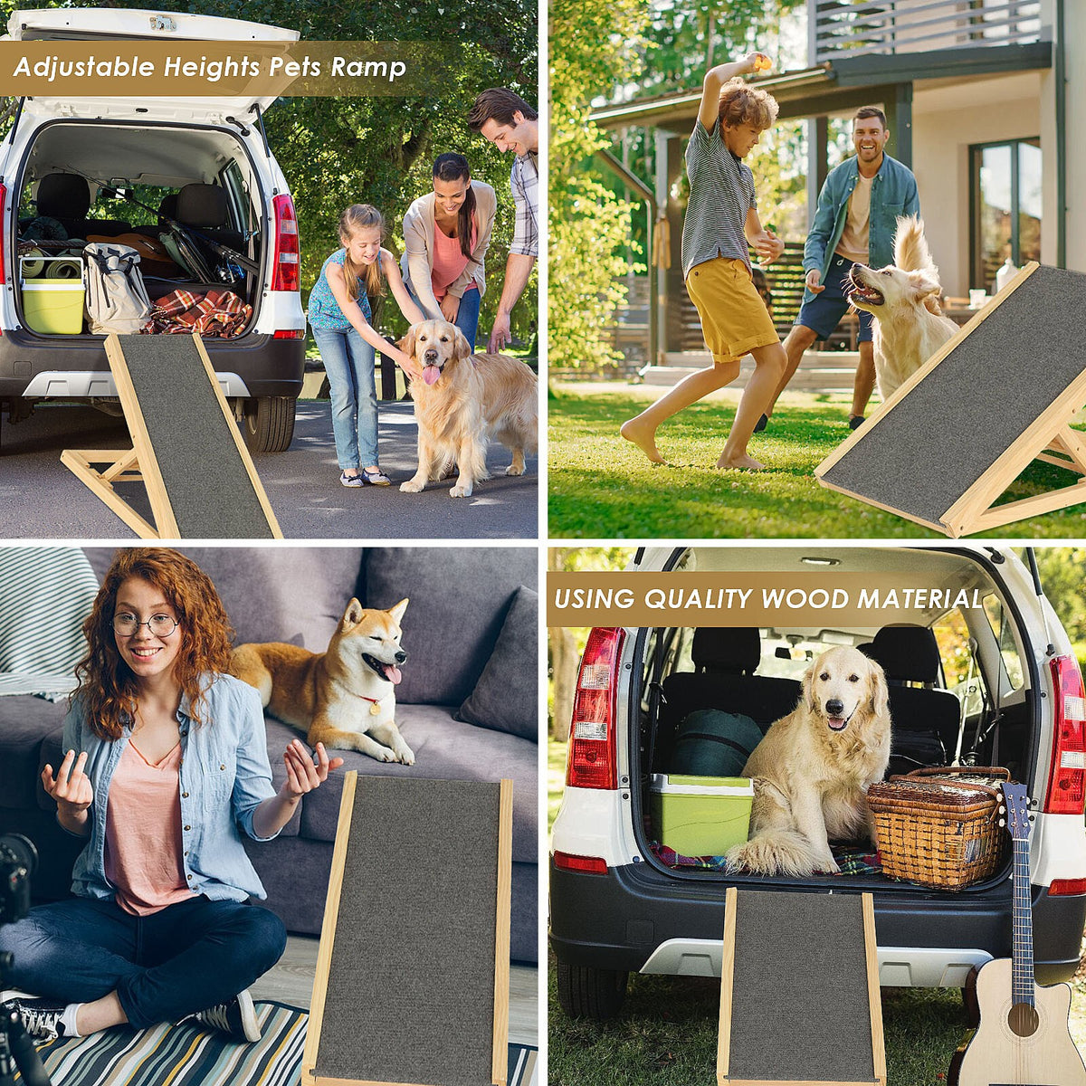 Adjustable Heights Dog Pet Ramp Foldable Stairs Non-Slip Ramp for Car Bed Sofa