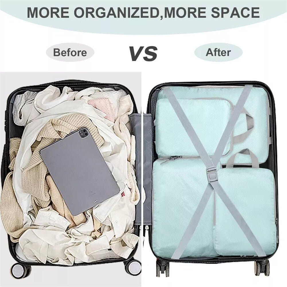 4Pcs Compression Bags Organiser Suitcases Packing Cubes Storage Luggage Travel