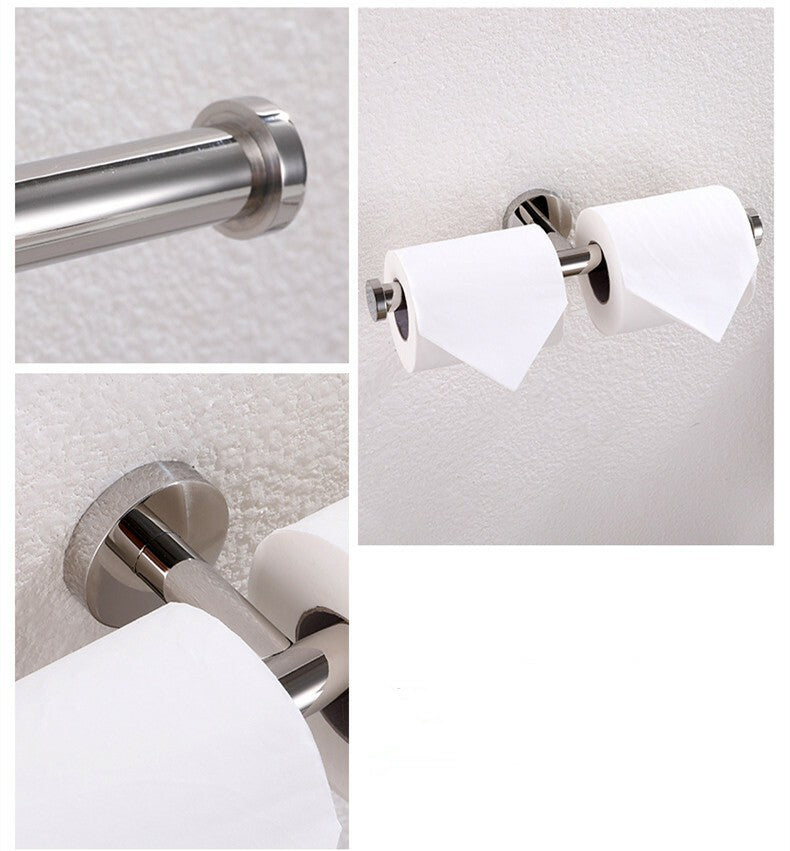 Bathroom Tissue Paper Holder Chrome Wall Mount Double Toilet Roll Paper Holder