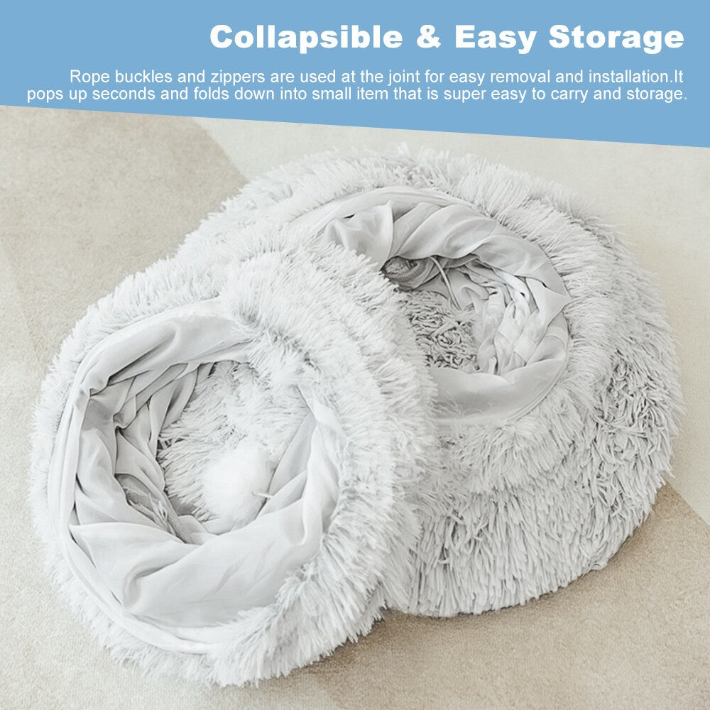 Cat Tunnel Collapsible Pet Play Tube Dogs Bunnies Crinkle Suede Tunnel Removable