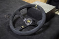 For 350mm 14' OMP Genuine Suede Leather Black Deep Cone Racing Sport Steering