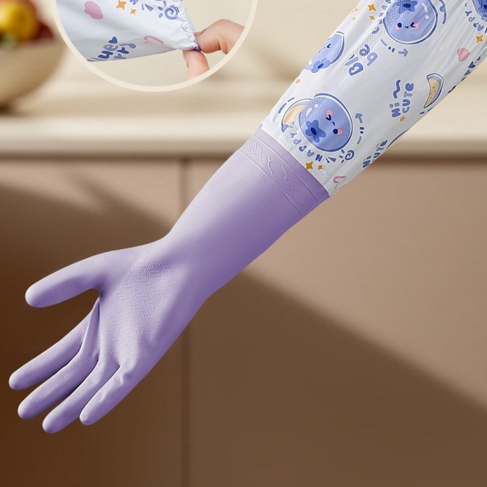 Fleece Lined Dishwashing Gloves Waterproof Scrubbing Gloves  Outdoor Cleaning