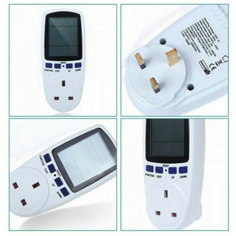Electricity Usage Monitor Power Consumption Meter UK Plug In Watt Kwh Analyser