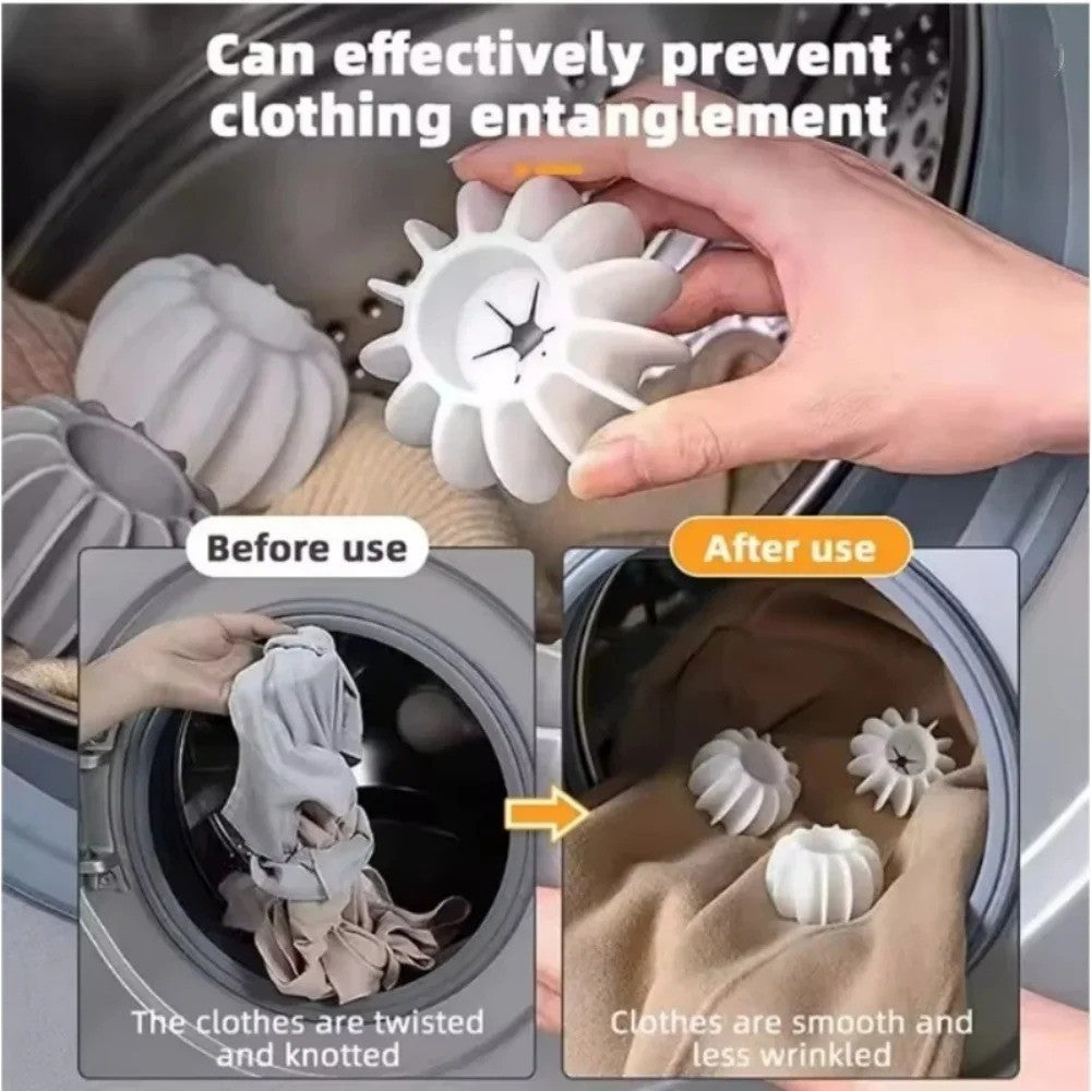 3Pcs Anti-Winding Laundry Balls – Reusable Pet Hair Remover Silicone Cleaning