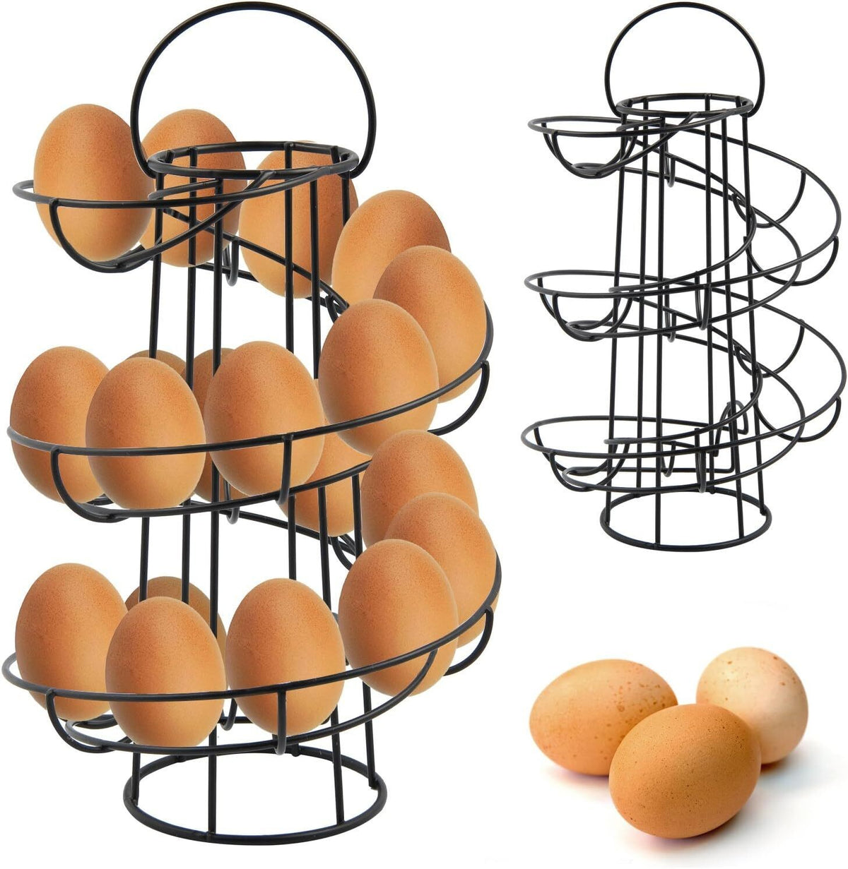 Black kitchen Storage Spiral HELTER SKELTER Egg Rack Stand Can Hold 18 Eggs