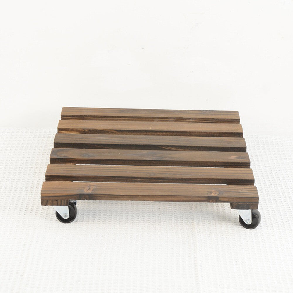 Plant Pot Trolley Wooden Mover Stand on Wheels Garden Planter Caddy Heavy Duty