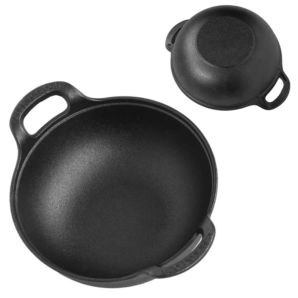 Cast Iron Shallow Casserole Dish Pan Cooking Pot Stew Stockpot Kitchen Cookware.