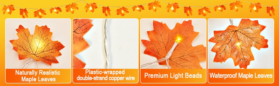 3M 20 LED Maple Leaf Fairy String Lights – Autumn Decor