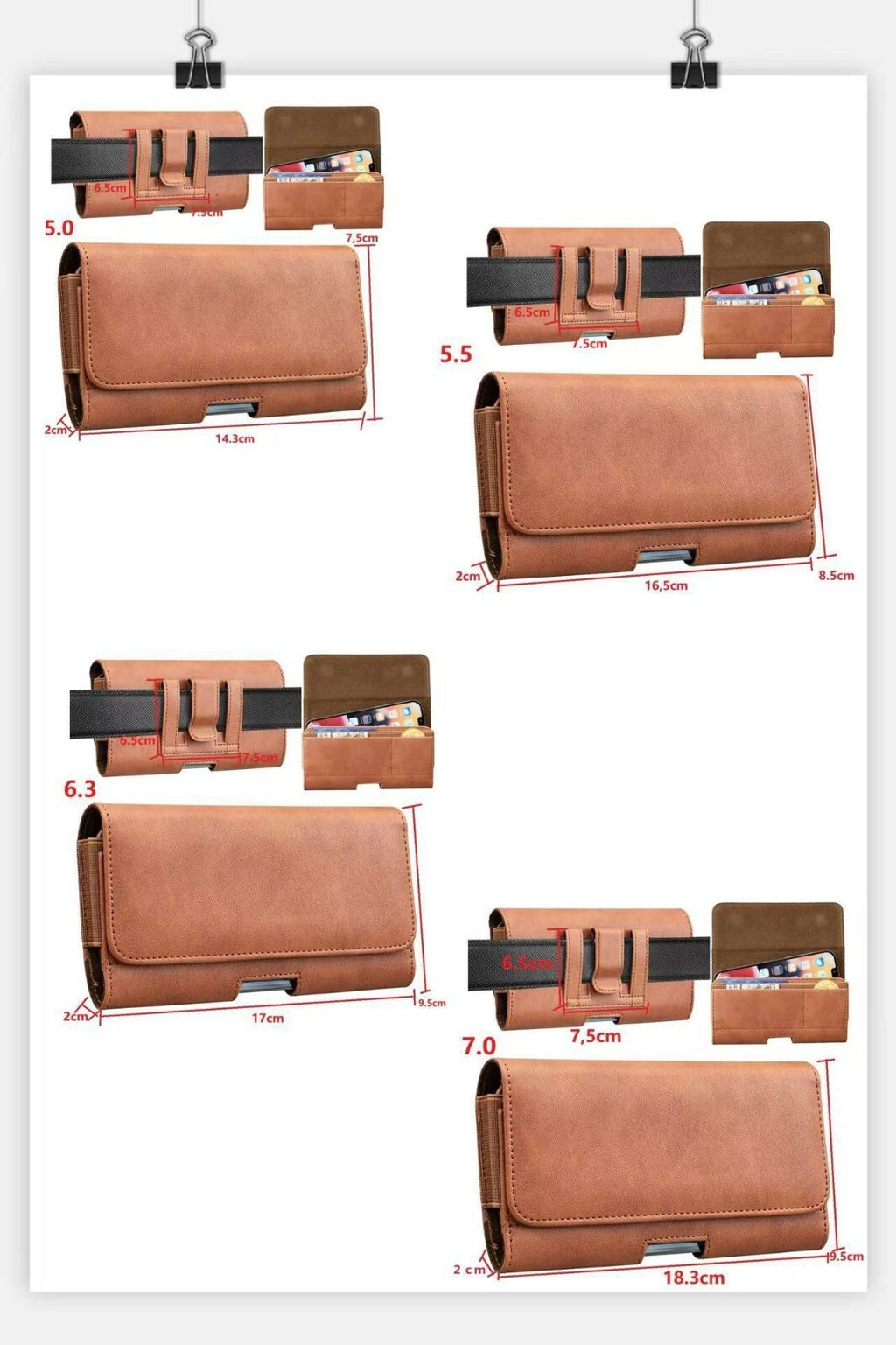 Universal mobile phone belt clip pouch bag wallet purse leather holster case