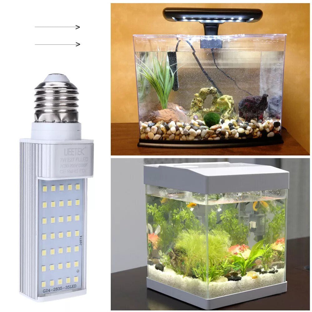 7W E27 LED White Light Bulbs Coral Plant Grow Fish Tank Lamp Aquarium