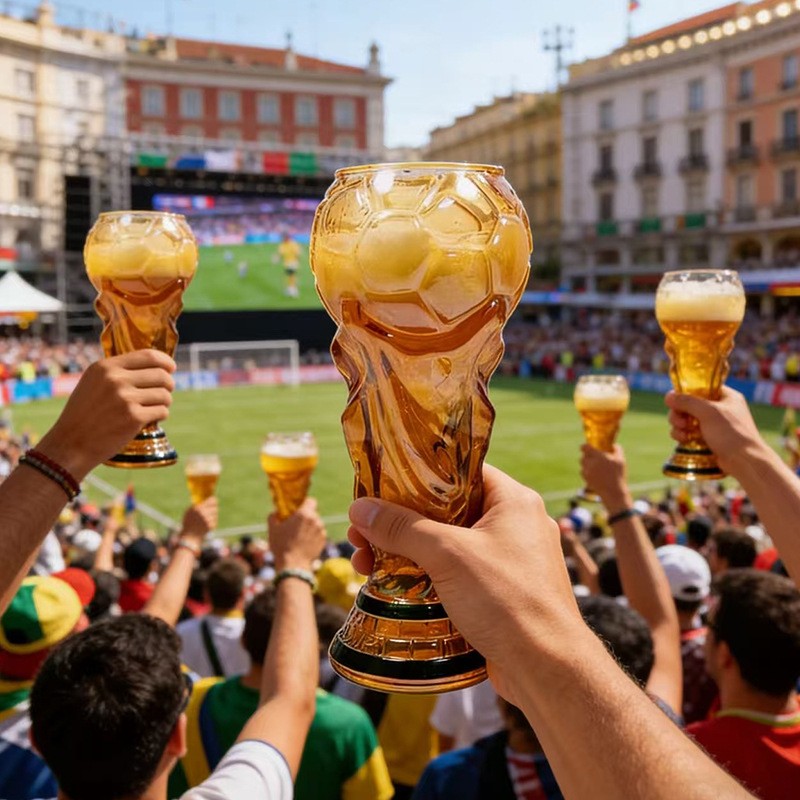 500ml World Football Trophy Beer Glass Cup Shape Drinking Mug Clear