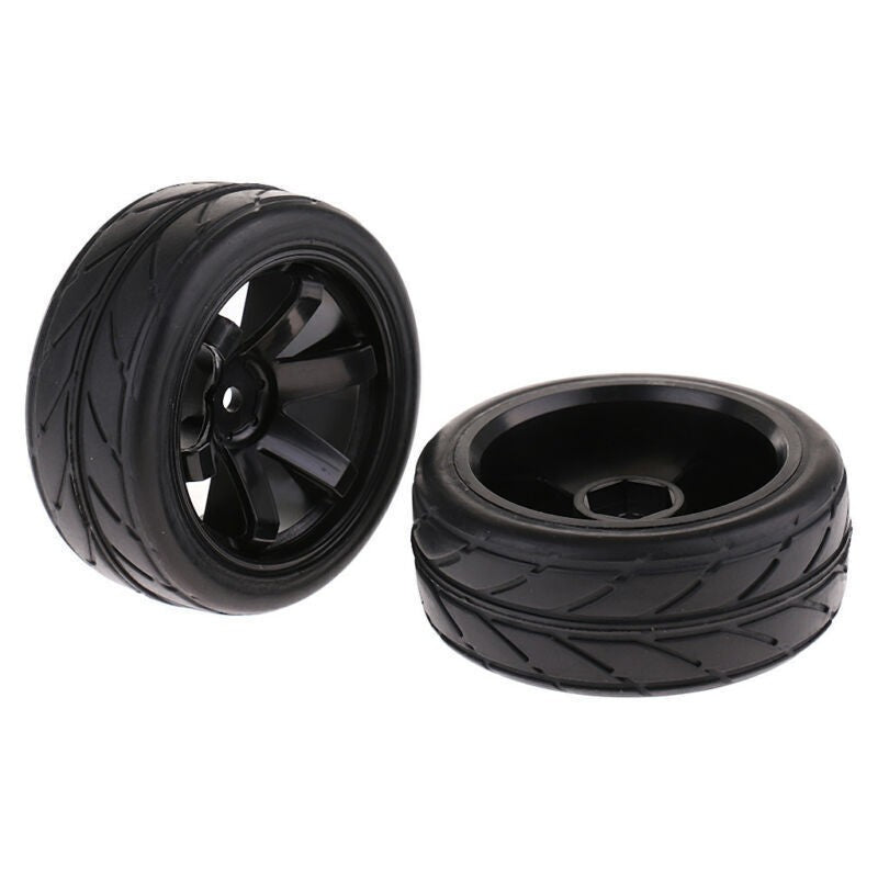 4 Pcs RC Black Tires,1/10 Scale, 6 Spoke Plating Wheels | Off Road Car, For HSP