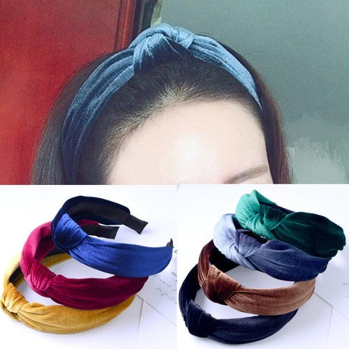 Women's Headband Twist Hairband Bow Knot Cross Tie Velvet Headwrap Hair Band New