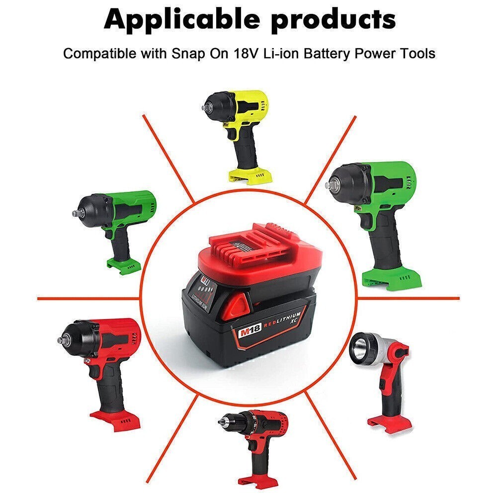 Adapter for Dewalt & Milwaukee Tools 18V Li-ion Battery to Snap-on 18V Cordless