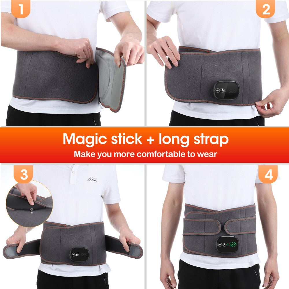 Electric Infrared Heating Vibration Therapy Massager Back Waist Belt Pain Relief