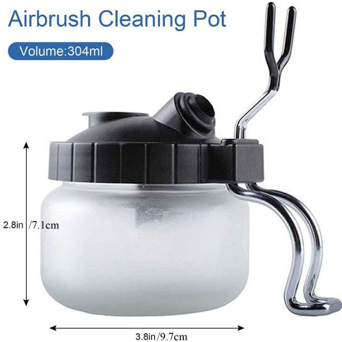 Airbrush Cleaning Pot Cleaner Kit Glass Paint Jar Airbrush Stand Filters Brushes