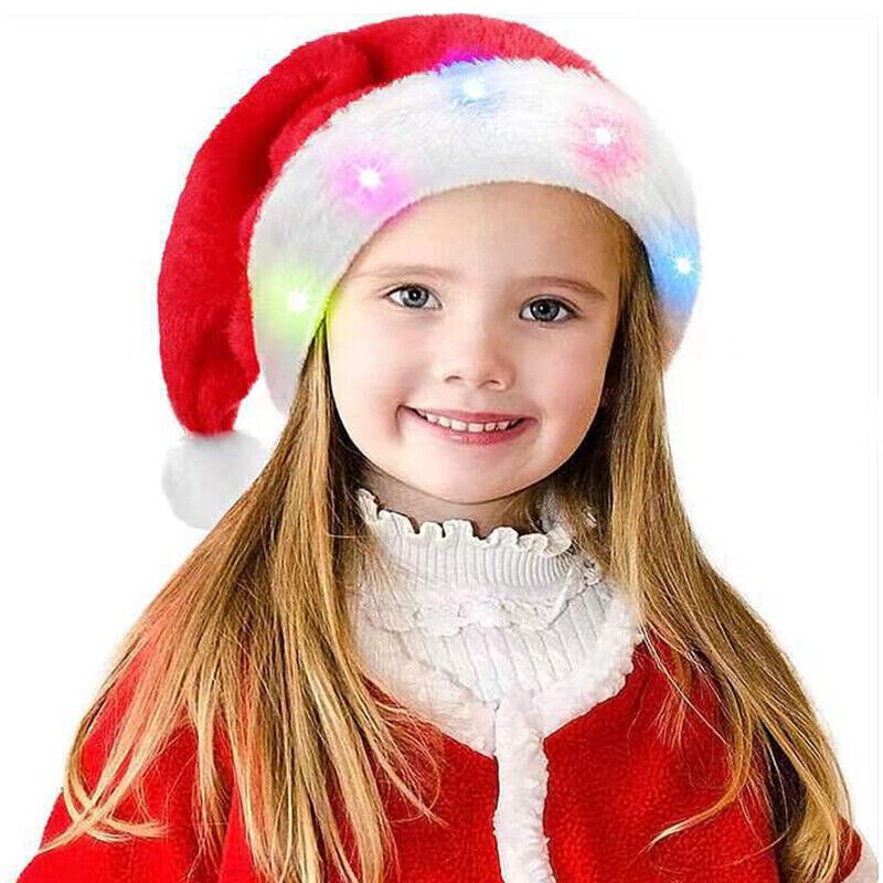 Christmas Hat Xmas Hat Headwear Props LED Santa Hat Light up Santa Hat
