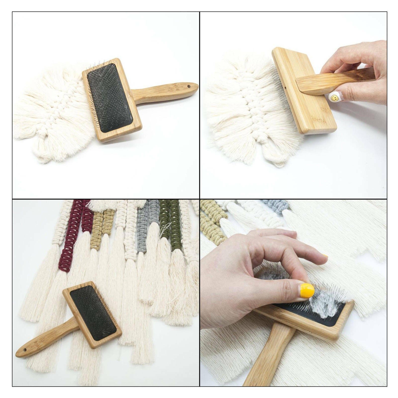 Genuine Sheepskin Luxury Wire Rug Slicker Brush For Pet Grooming Wooden Handle