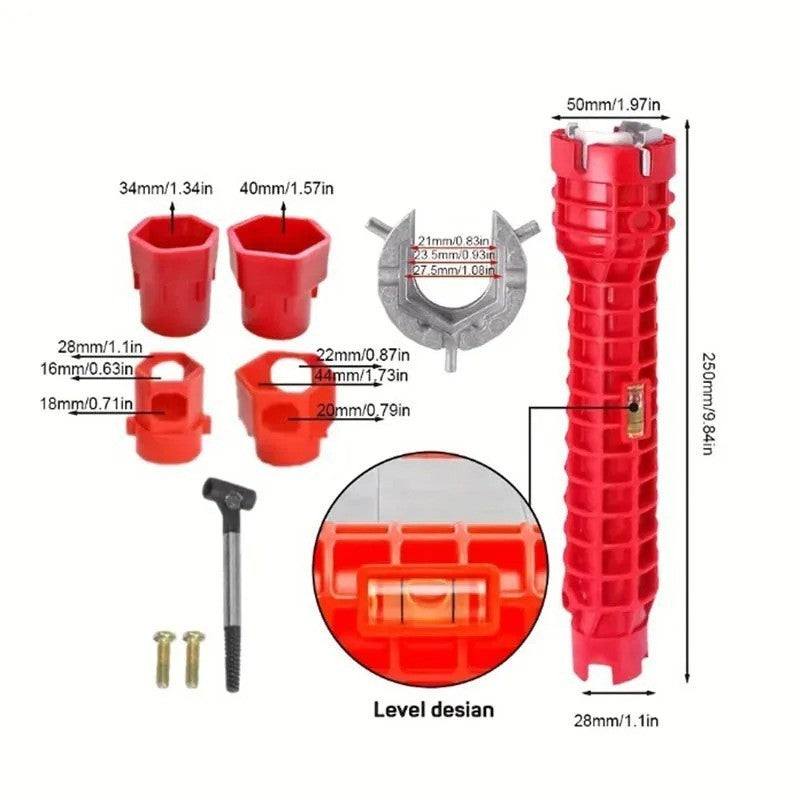 14 IN 1 FAUCET SINK BASIN INSTALLER PIPE WRENCH TAP SPANNER MULTIFUNCTION TOOLS
