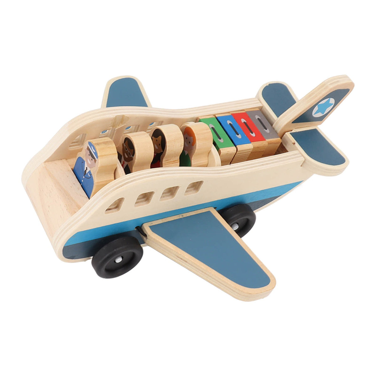 Wooden Toy Plane with Person & Suitcase Blocks Corrosion Resistant Building Set