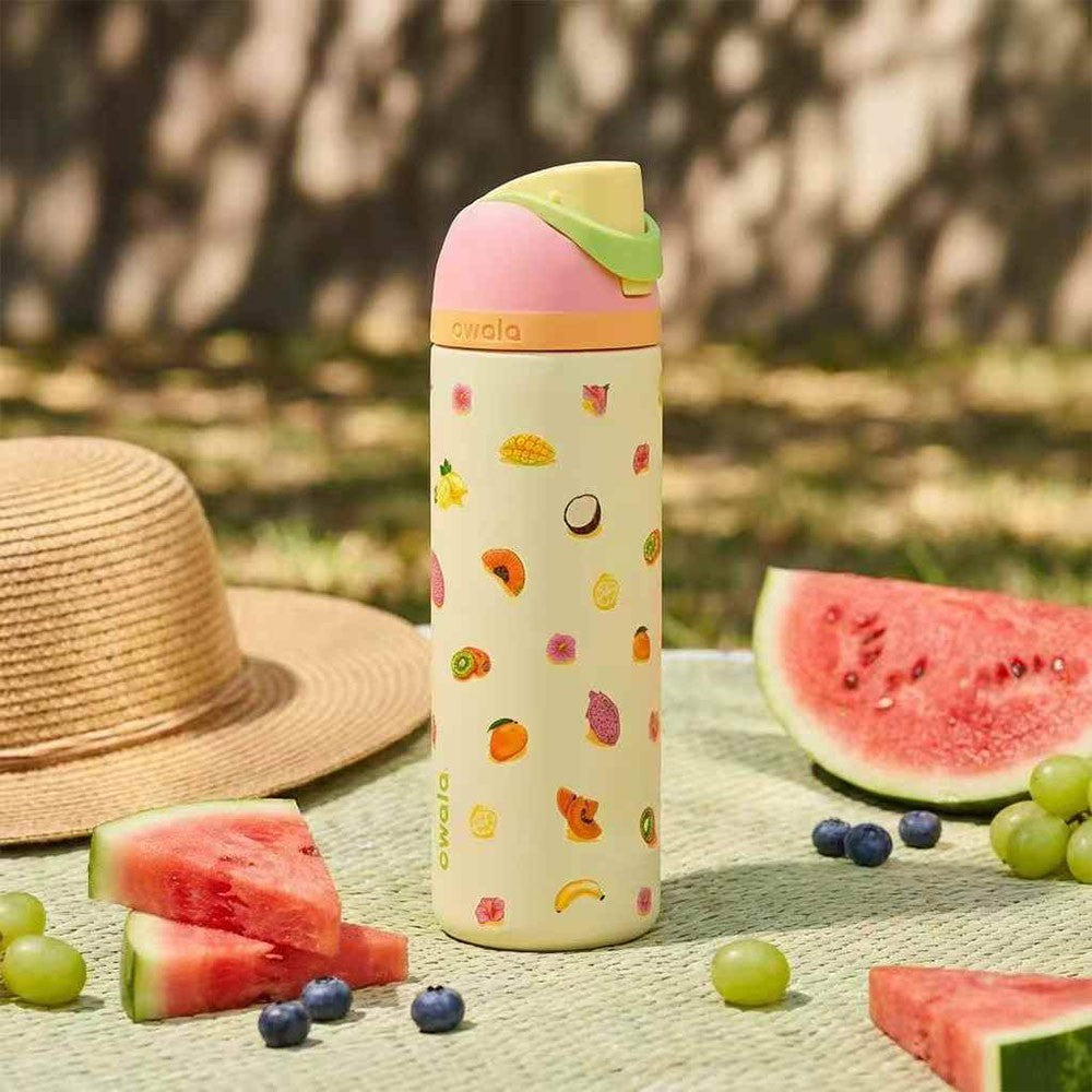New Owala Freesip "Just Ripe" Fruit Lemon 24oz Water Bottle Keep Warm & Cold UK