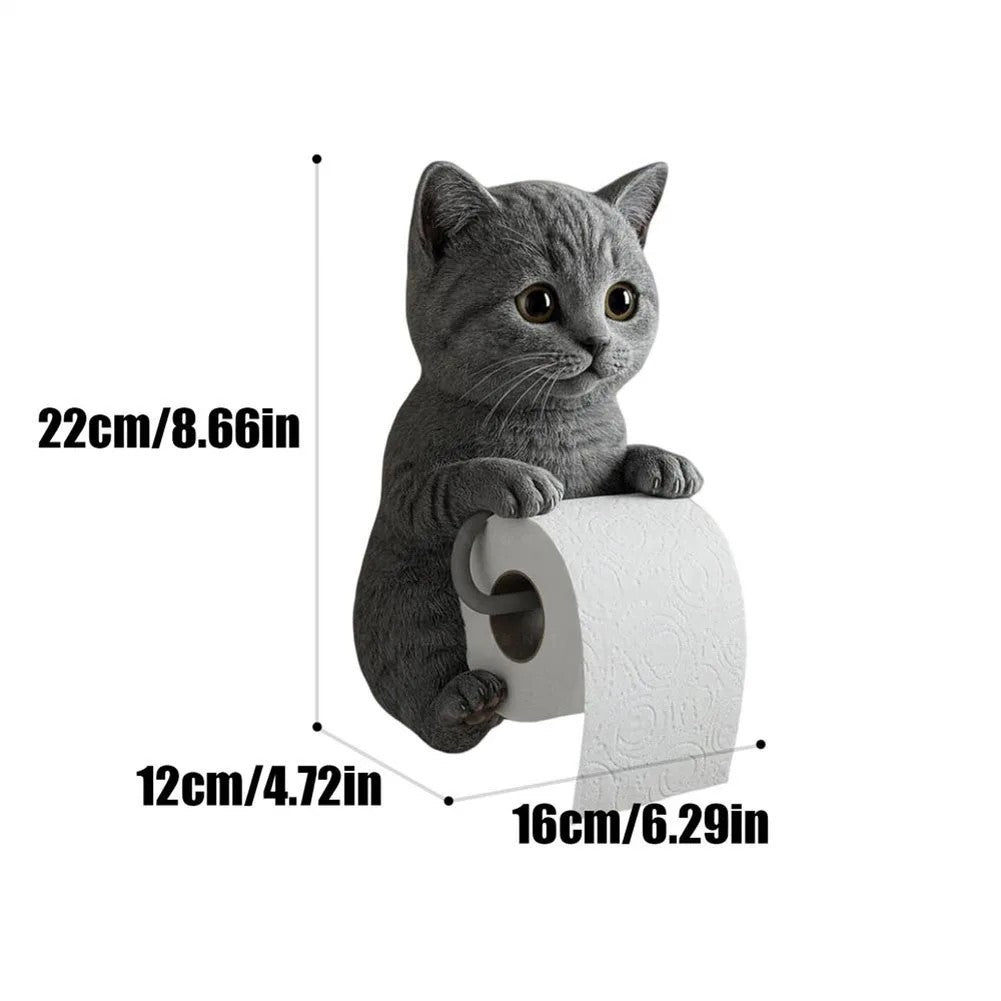 Novelty Cat Shaped Resin Tissue Holder Wall Mounted Toilet Roll Storage Bracket