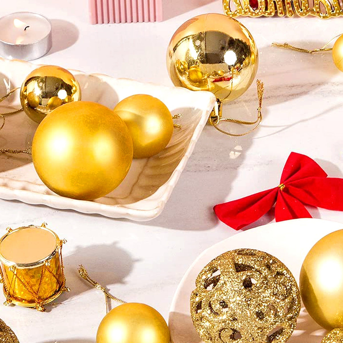 102 Christmas Baubles Tree Hanging Balls Xmas Party Beads Ornament Mixed Sizes
