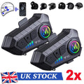 2x Bluetooth Motorcycle Helmet Headset Intercom Wireless Motorbike Headphone