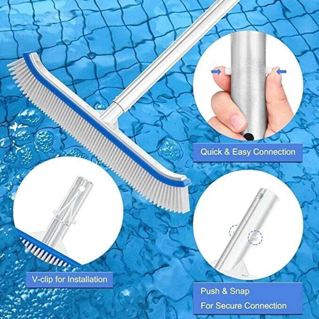 Multifunctional Pool Cleaning Kit - Net Skimmer & 173cm Connectable Brush