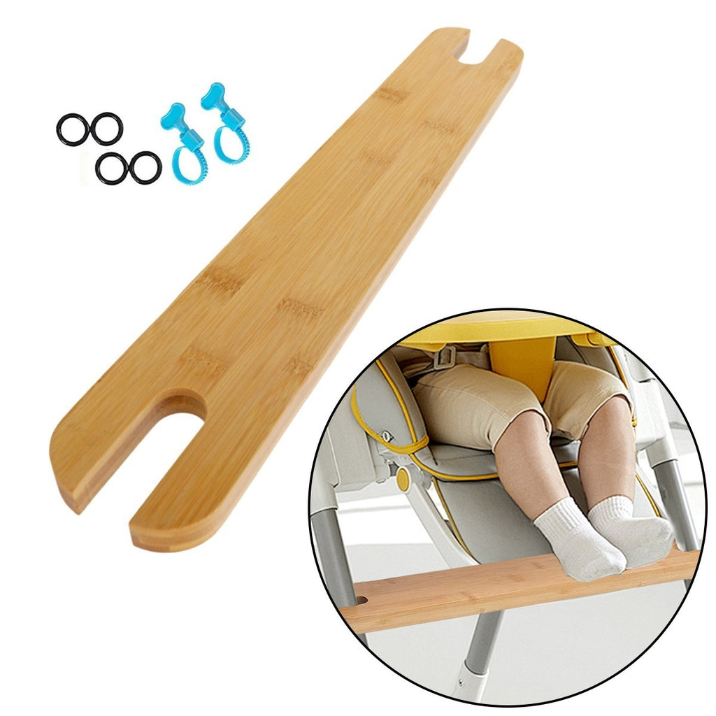 Adjustable Solid Bamboo High Chair Footrest Universal Fit Wooden Foot Support