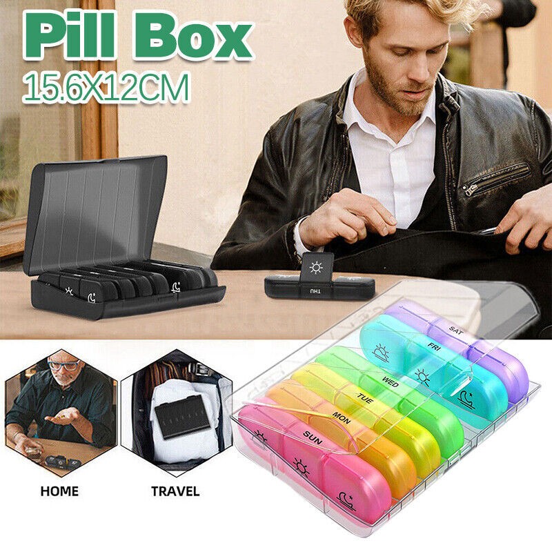 7 Day Pill Box Weekly Dispenser Container Tablet Daily Case Medicine Organizer