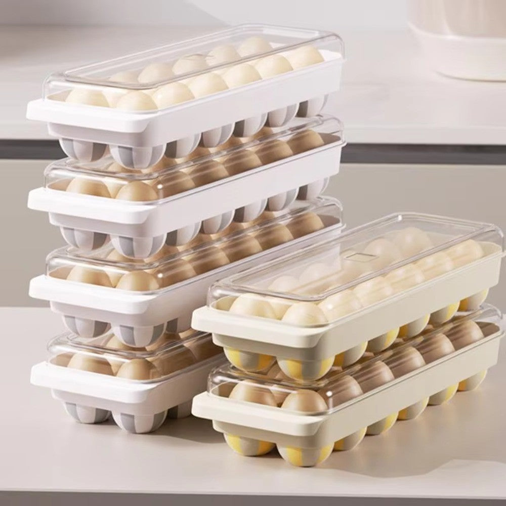 Refrigerator Egg Tray 12 Slot Egg Storage Holder Egg Dispenser Stackable W/ Lid