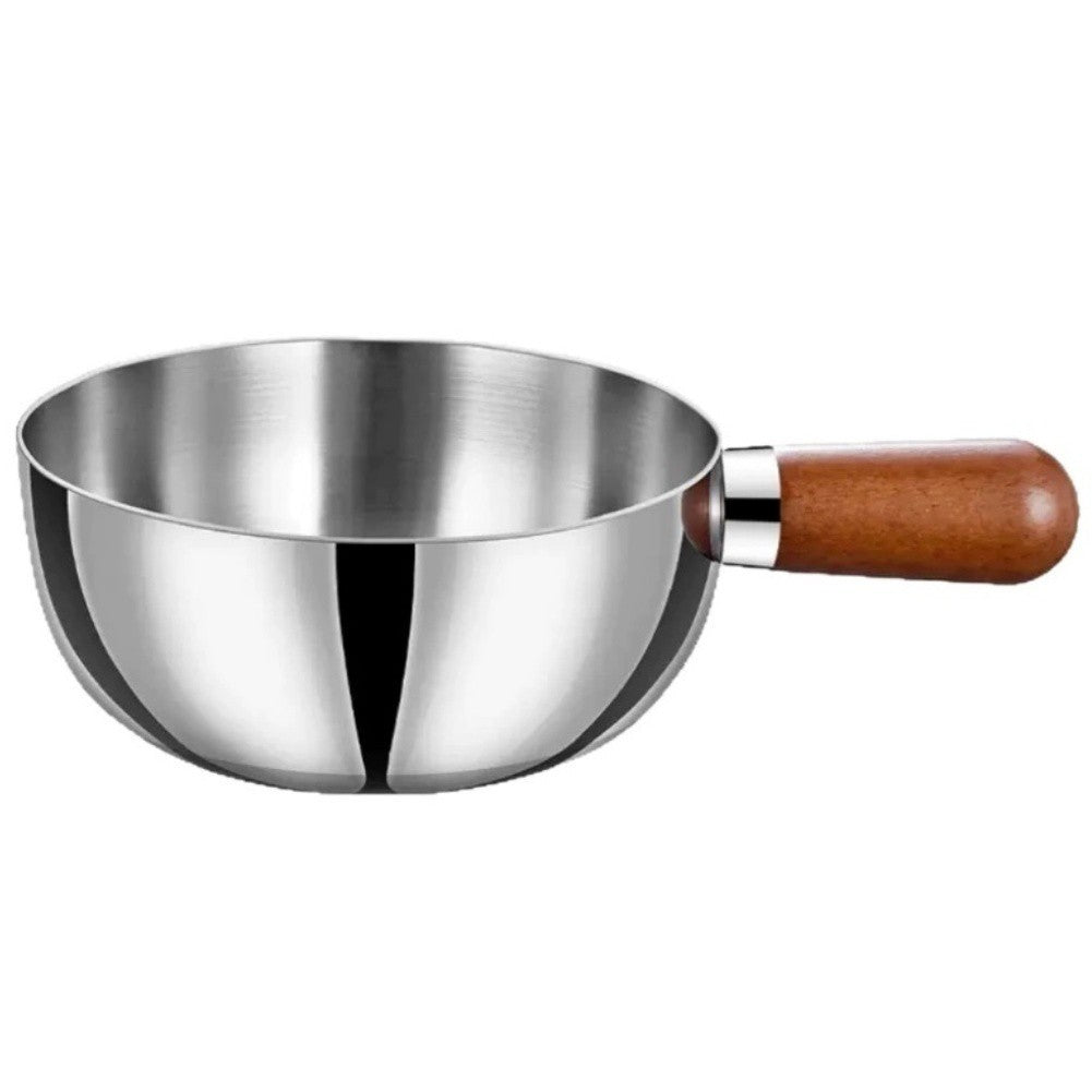 Heat Resistant Wooden Handle Stainless Steel Pot for Boiling Eggs and Milk
