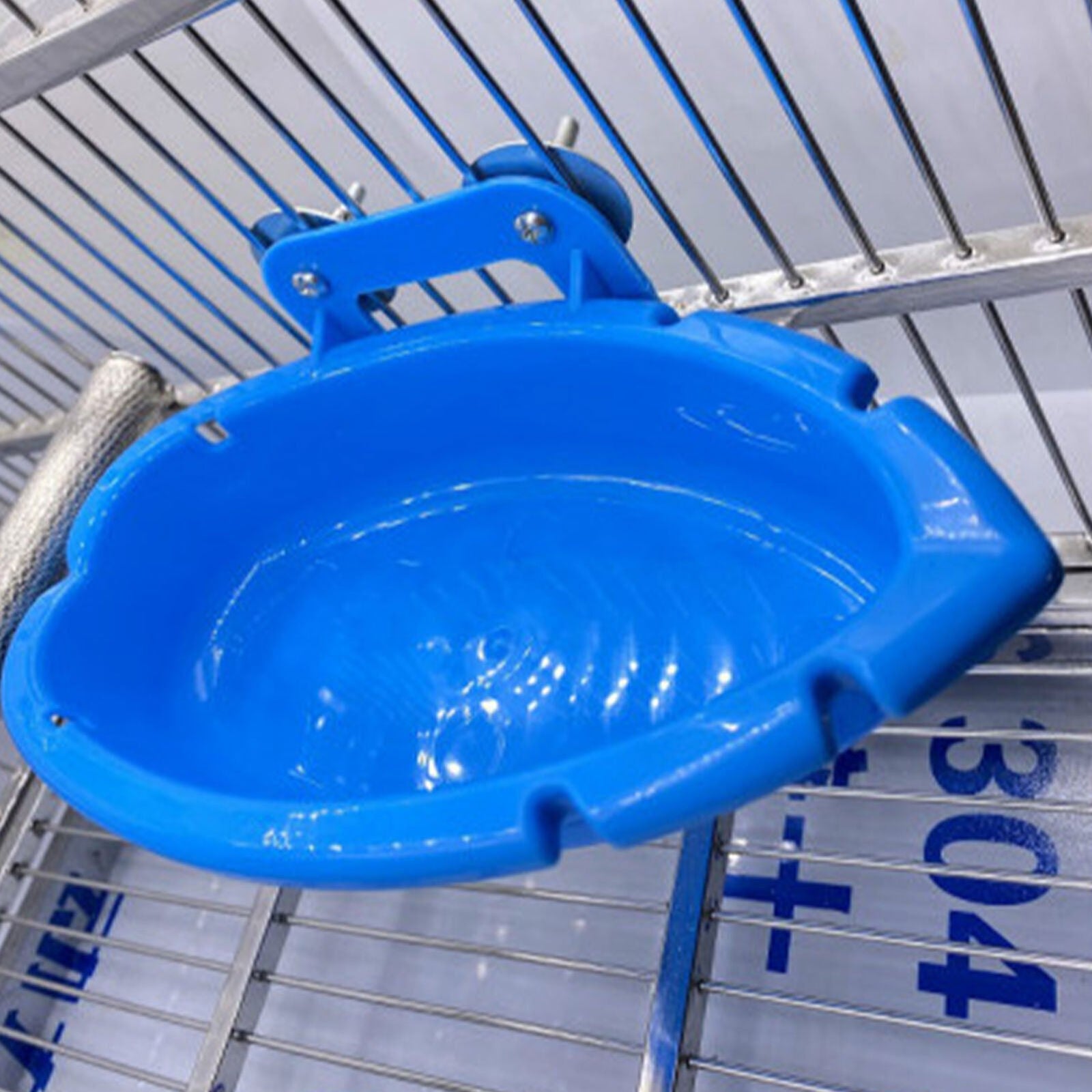Blue Bird Bath Bathtub Toy Parrot Food Tray Cage Hanging Shower Box Standing