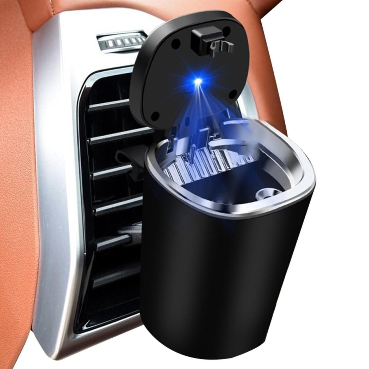 Auto Car Ashtray Cup Ash Holder LED Light Lid Portable Detachable UK